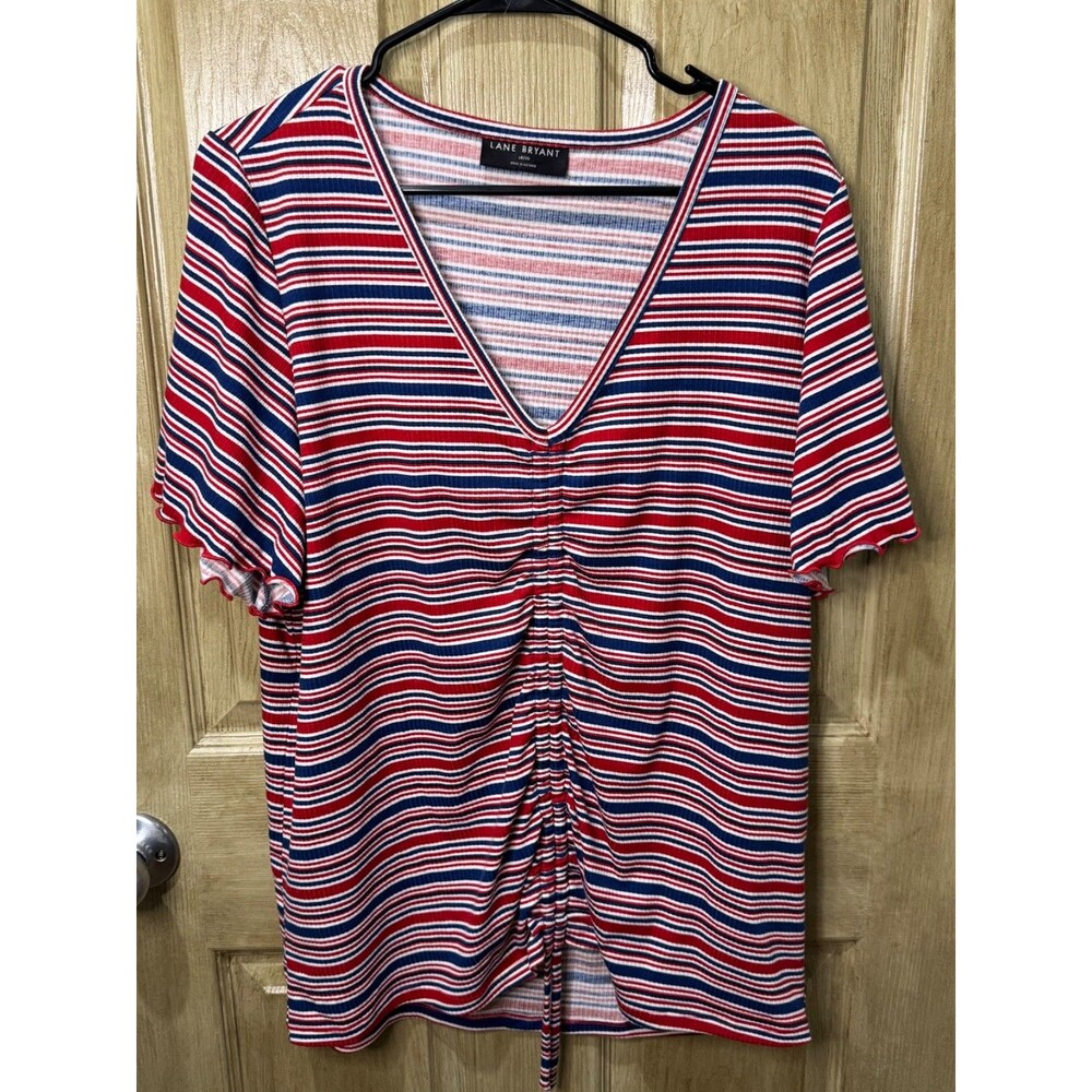 Lane Bryant Women’s 18/20 red white blue stripe tunic t-shirt patriotic